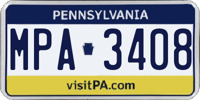 PA license plate MPA3408