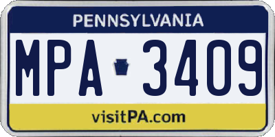 PA license plate MPA3409