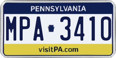PA license plate MPA3410