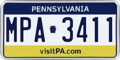 PA license plate MPA3411