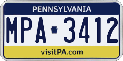 PA license plate MPA3412