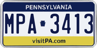 PA license plate MPA3413