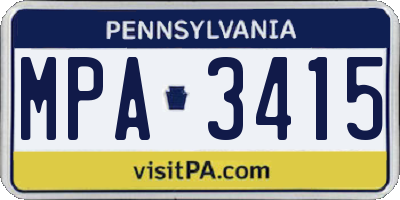 PA license plate MPA3415