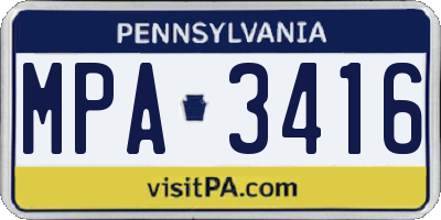 PA license plate MPA3416