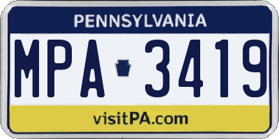 PA license plate MPA3419