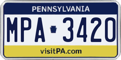 PA license plate MPA3420
