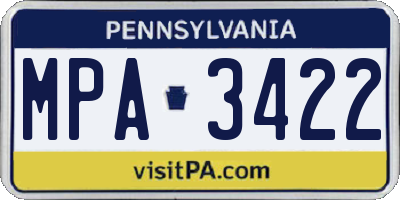 PA license plate MPA3422