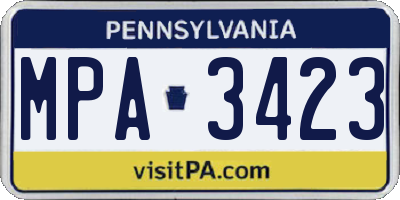 PA license plate MPA3423