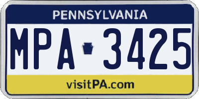 PA license plate MPA3425