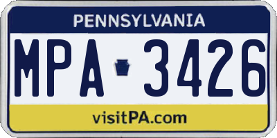 PA license plate MPA3426
