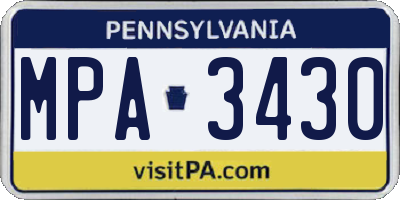 PA license plate MPA3430