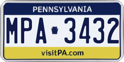 PA license plate MPA3432