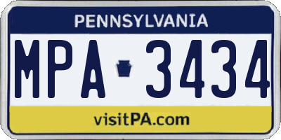 PA license plate MPA3434