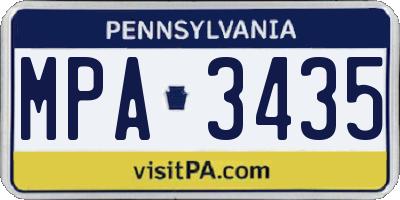 PA license plate MPA3435