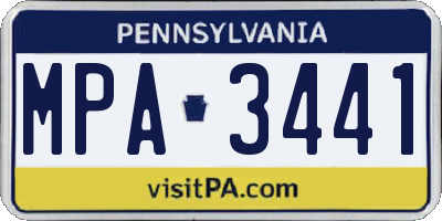 PA license plate MPA3441