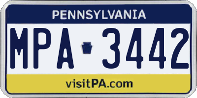 PA license plate MPA3442