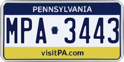 PA license plate MPA3443