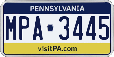 PA license plate MPA3445
