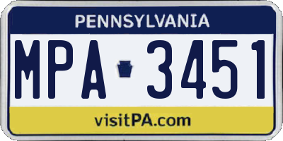 PA license plate MPA3451
