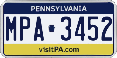 PA license plate MPA3452