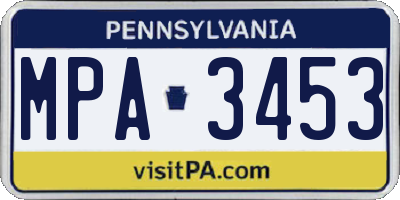 PA license plate MPA3453