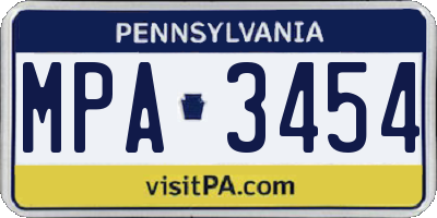 PA license plate MPA3454