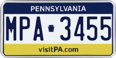 PA license plate MPA3455
