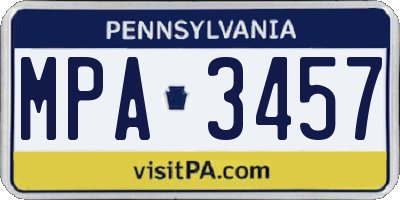 PA license plate MPA3457