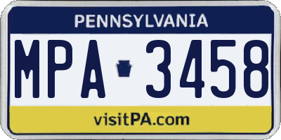 PA license plate MPA3458