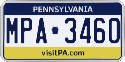 PA license plate MPA3460