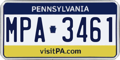 PA license plate MPA3461