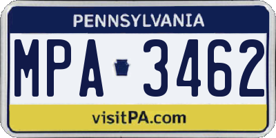 PA license plate MPA3462