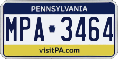 PA license plate MPA3464