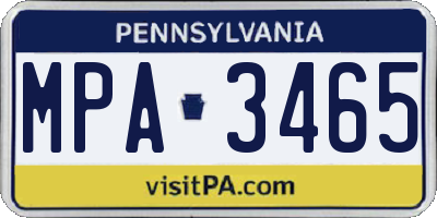 PA license plate MPA3465
