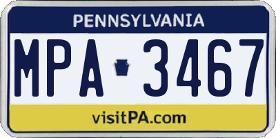 PA license plate MPA3467