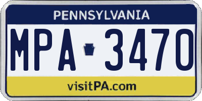 PA license plate MPA3470