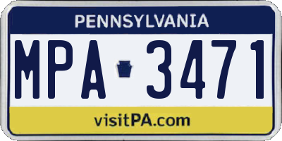 PA license plate MPA3471
