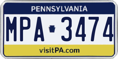 PA license plate MPA3474