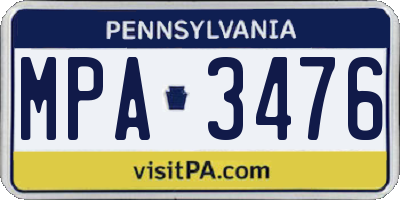 PA license plate MPA3476