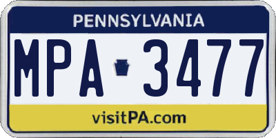 PA license plate MPA3477