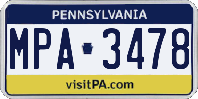 PA license plate MPA3478