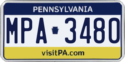 PA license plate MPA3480