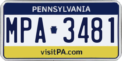 PA license plate MPA3481