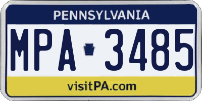 PA license plate MPA3485
