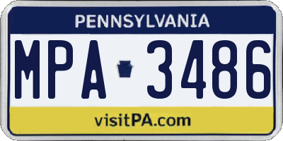 PA license plate MPA3486