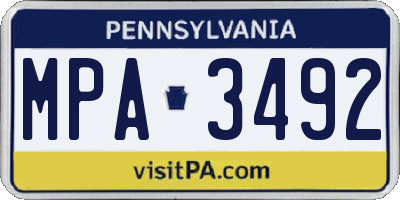 PA license plate MPA3492