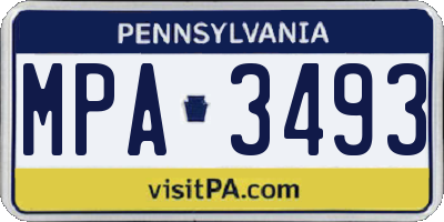 PA license plate MPA3493