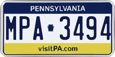 PA license plate MPA3494