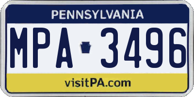 PA license plate MPA3496
