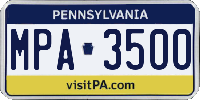 PA license plate MPA3500